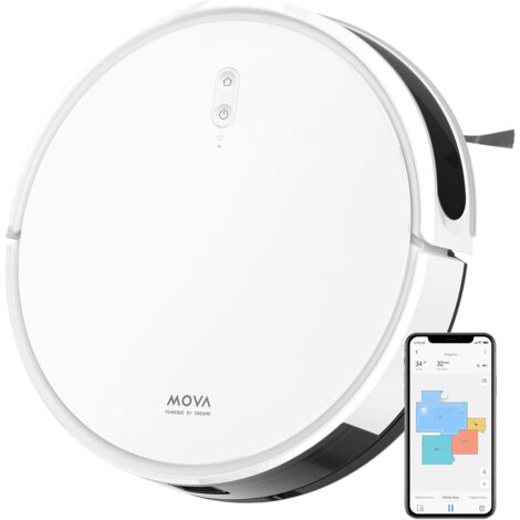 MOVA M1 – Robot aspirateur laveur 2‑en‑1 4500 Pa, serpillère flexible, vidage automatique, sols durs et tapis, couleur blanche