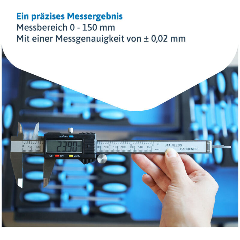 Nonius Messschieber 0-150 mm/0-6″, 0,02 mm, Metrisch/Zoll einfach