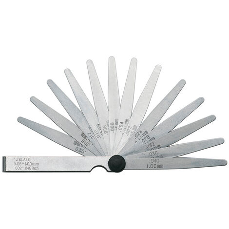 Fühlerlehren Set 20 Blatt 0,10-2,00mm - Präzisions Messlehren Am Ring