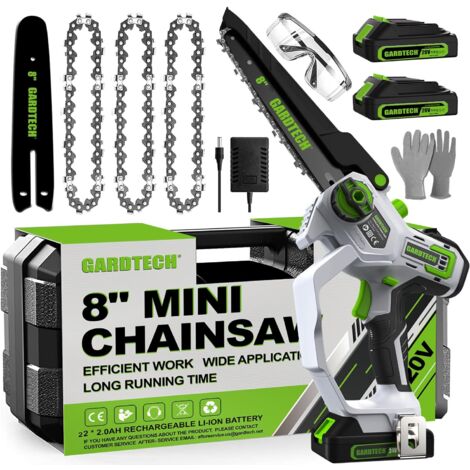 Gardtech Mini Tronçonneuse avec Batterie 8 pouces Mini Tronçonneuse Electrique avec verrouillage de sécurité 2 Batteries 4000mAh Tronçonneuse à main pour cisaille de jardin sécateur coupe bois (1/5)