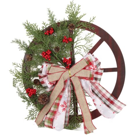 Couronne De Noël Artisanale – Camion Rouge – 26 Pouces – En Jute Mesh