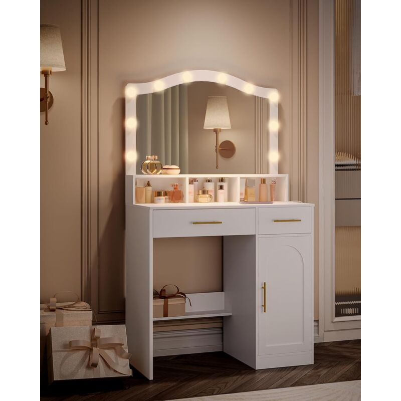 Hasipu - Specchio da toeletta con luci, specchio LED per trucco da 81