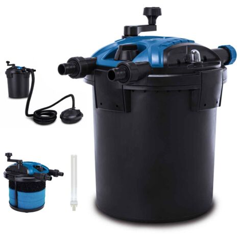 Teichdruckfilter Set PFS8000 Scheppach - 8000 L/h Fördermenge 11 W UV-C Lampe Teichfilter
