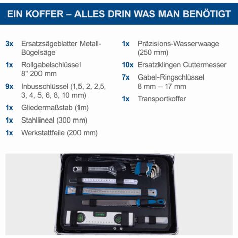 Werkzeugkoffer TB200 Scheppach - 141 tlg. Werkzeug Set  Aluminium Werkzeugkiste bestückt