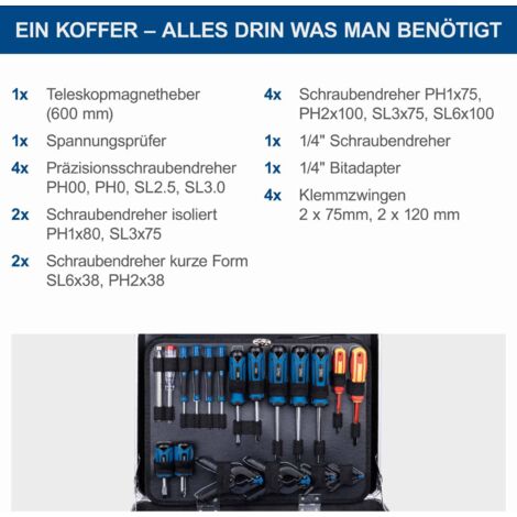 Werkzeugkoffer TB200 Scheppach - 141 tlg. Werkzeug Set  Aluminium Werkzeugkiste bestückt