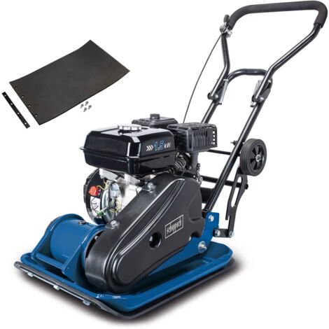 Rüttelplatte Benzin HP1400S Scheppach - 50kg 2PS 25cm Verdichtung mit Matte & Fahrvorrichtung