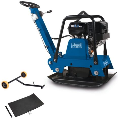 Rüttelplatte HP3000S scheppach - 9PS 161kg 30500N inkl. Fahrvorrichtung & Gummiplatte