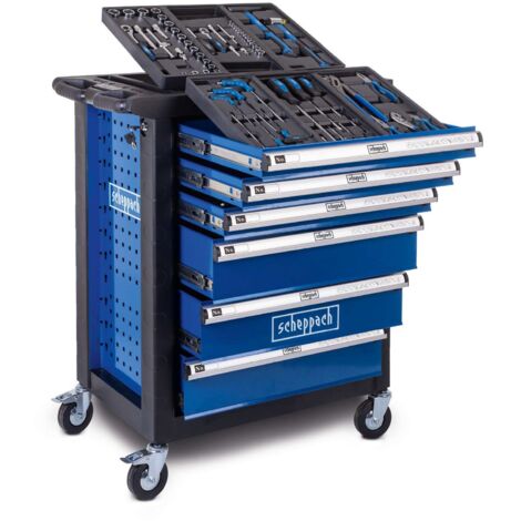 [NEUWERTIG] [NEUWERTIG] Scheppach Werkstattwagen TW1150 - 70tlg.  max. 200kg Belastung  Abschließbare Schubladen  Chrom-Vanadium-Stahl Werkzeuge
