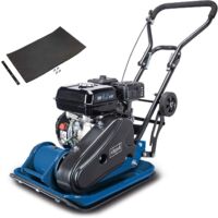 Rüttelplatte Benzin HP1400S Scheppach - 50kg 2PS 25cm Verdichtung mit Matte & Fahrvorrichtung