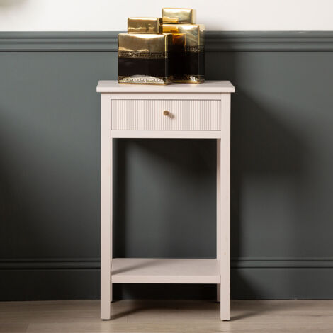 76cm Sofa Side Table, 1 Drawer Wooden Bedside End Table with Shelf Storage