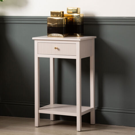 76cm Sofa Side Table, 1 Drawer Wooden Bedside End Table with Shelf Storage