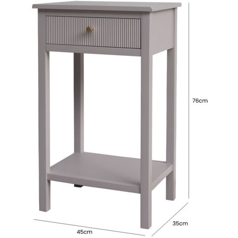 76cm Sofa Side Table, 1 Drawer Wooden Bedside End Table with Shelf Storage