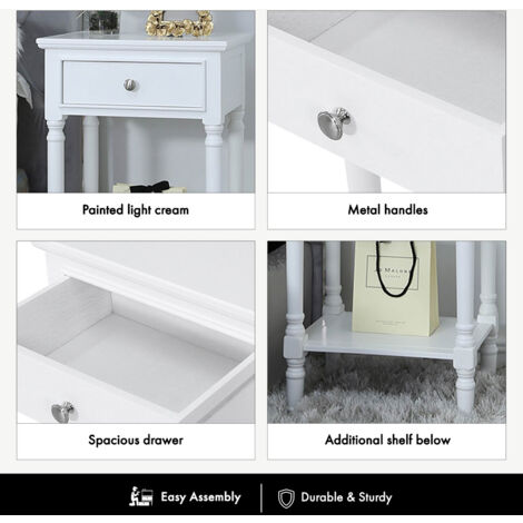 1 Drawer 45cm Sofa Side Table for Living Room Furniture, End Table with Storage Cabinet