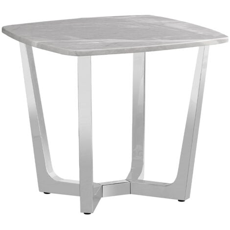 55cm Metal End Table for Living Room Furniture, Modern Sofa Side Table with Marble Top