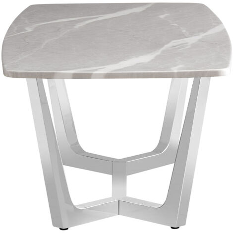 55cm Metal End Table for Living Room Furniture, Modern Sofa Side Table with Marble Top