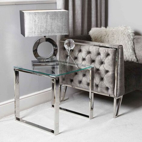 VANITY LIVING  Sofa Side Table for Living Room Furniture, 55cm Bedside Metal Table, End Table