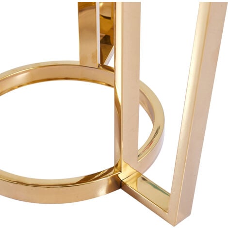 60cm Round Metal Gold End Table for Living Room Furniture,Sofa Side Table with Marble Top