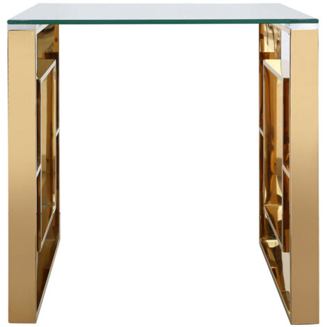 55cm Metal Sofa Side Table for Living Room Furniture, Glass Top End Table