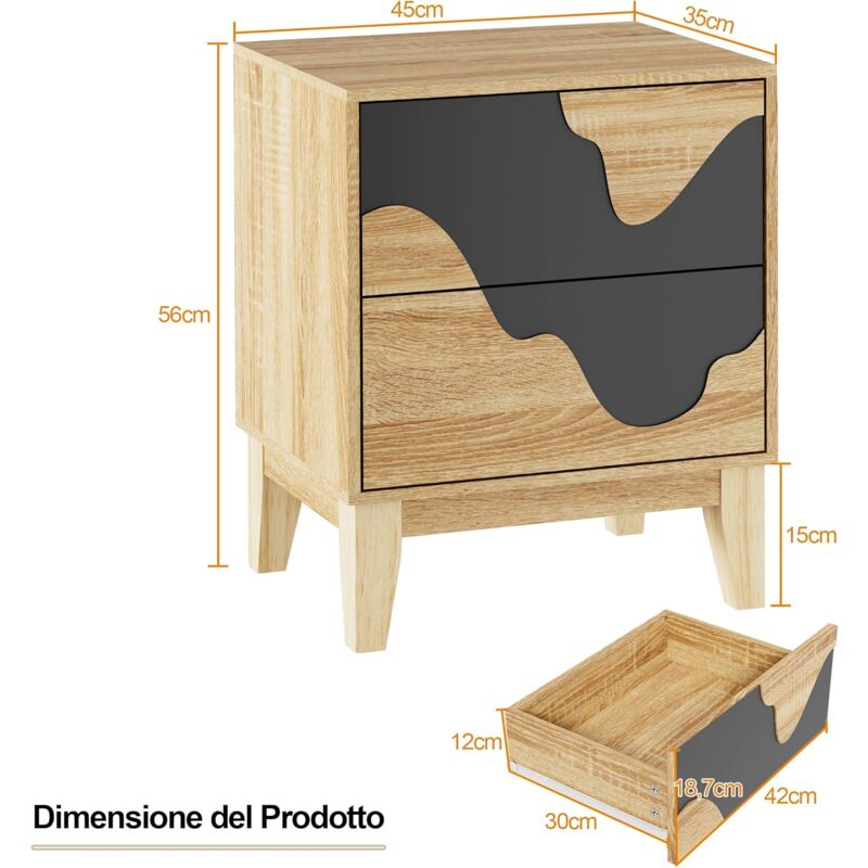 Set Di 2 Comodini Comodino Con Cassetto E Vano 50 X 46 X 50 Cm MDF Bianco Lucido Dec032654 86829271