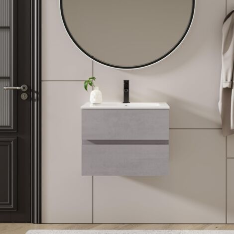 Dmora - Mobile Sottolavabo Rodna, Mobiletto Da Bagno, Contenitore Porta Lavabo Armadio Per Lavandino 60x40 H64 Cm Bianco Lucido 87284787