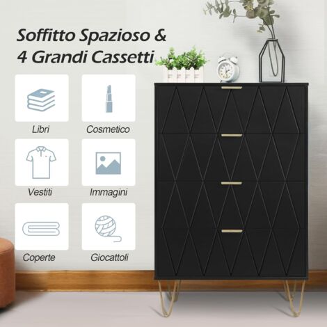 Lulive Comò 10 Cassetti Con Tasche Laterali E Ganci - Grigio Scuro