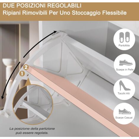GYMAX Scarpiera A 10 Ripiani In Metallo E PP - 66x29x152 Cm, Regolabile, Grande Capacità, Per Ingresso E Corridoio, Nero
