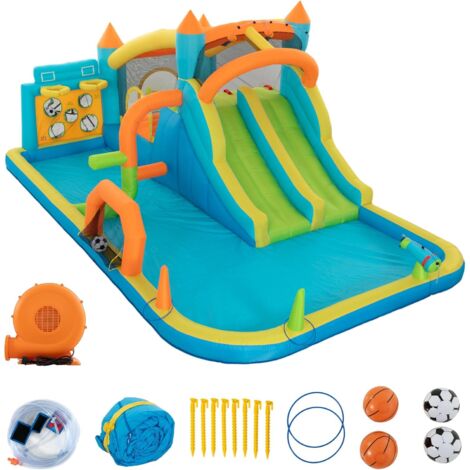UEV Grande Castello Gonfiabile con Doppio-Scivolo, Centro Divertimento per Bambini 3-10 Anni e 135KG, Parco Gonfiabile Interno ed Esterno con Materiale Resistente e Durevole, 515 x 320 x 216 cm