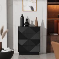 UEV Cassettiera a 4 Cassetti con Motivo a Rombi, Settiminio Spazioso per Archiviazione, Comò Stabile e Durevole per Soggiorno, Camera da letto, Corridoio, 60 x 33,5 x 77,5 cm, Nero