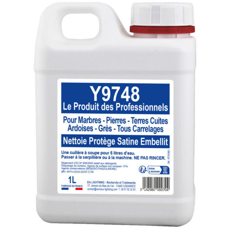 Nettoyant protecteur professionnel pour marbre et pierre – Émulsion sans rinçage – Nettoie et protège en profondeur – 1 litre