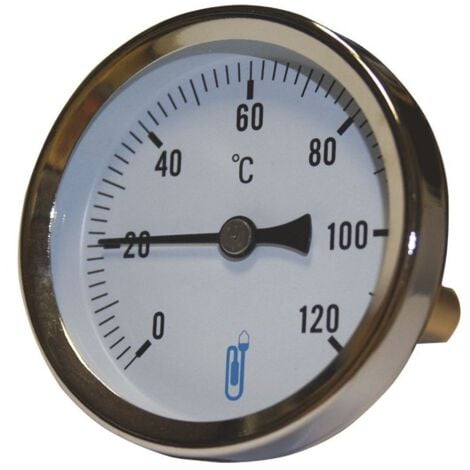 Thermomètre bimétallique plongeur axial - 15x21 - cadran Ø63mm Sonde long 60mm - 0 à 120°C