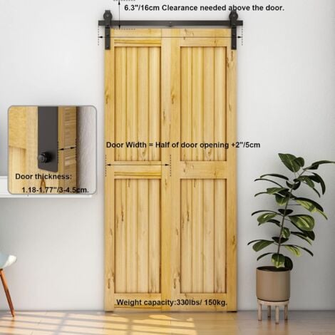 TSMST Rail de porte coulissante, fixation sur côté de porte, Double Porte en système pliant 122CM