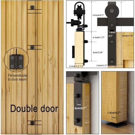 TSMST Rail de porte coulissante, fixation sur côté de porte, Double Porte en système pliant 122CM