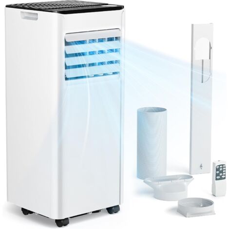 EUHOMY Climatiseur portable 7 000 BTU avec tuyau d'évacuation, climatiseur portable 4 en 1, fonctionnement silencieux 48 dB, affichage numérique + télécommande, kit d'installation sur fenêtre, minute