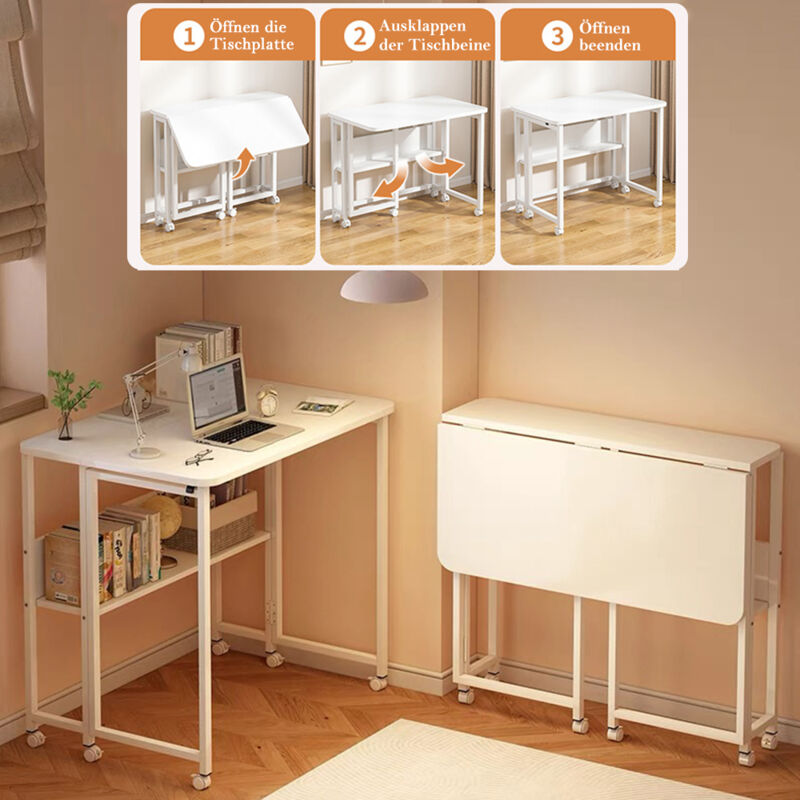 Need Faltbarer Schreibtisch – 80x40 Cm, Kein Montage, Verstellbare Beine, Für Kleine Räume