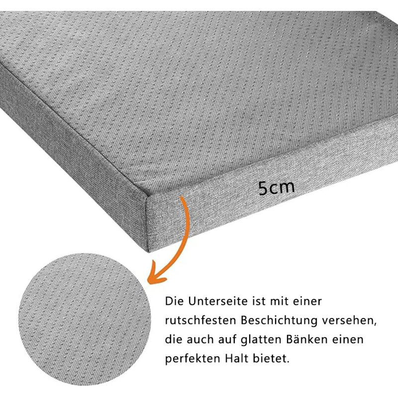Bankkissen Outdoor 130x35 Cm – 3 Cm Dick, Abnehmbarer Bezug, Rutschfeste Unterseite, Für Gartenbank & Schaukel