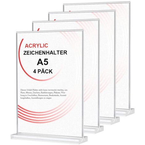 10 X Acryl Ständer, Speisekarten Aufsteller, Tisch Aufsteller, DIN A8
