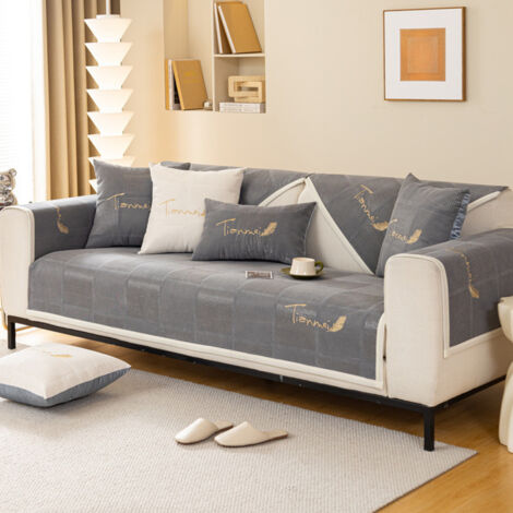 Sofaschoner rutschfest, Sofabezug Ecksofa l Form Wasserdicht, Hund Katze Couch Überzug Ecksofa u Form Decke Universal 3/2/4/1sitzer Sofa - dunkelgrau 30x50cm