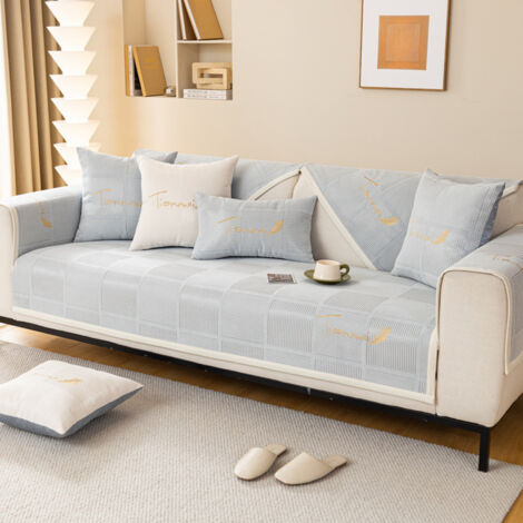 Sofaschoner rutschfest, Sofabezug Ecksofa l Form Wasserdicht, Hund Katze Couch Überzug Ecksofa u Form Decke Universal 3/2/4/1sitzer Sofa - Hellgrau 70x120cm