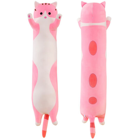 Lange Katze Kuscheltier Stofftiere Katzen Plüsch Kisse Süße Kätzchen Plüschtier Schlafkissen,Weiche Lange Katze Kuschelkissen - Rose 90cm