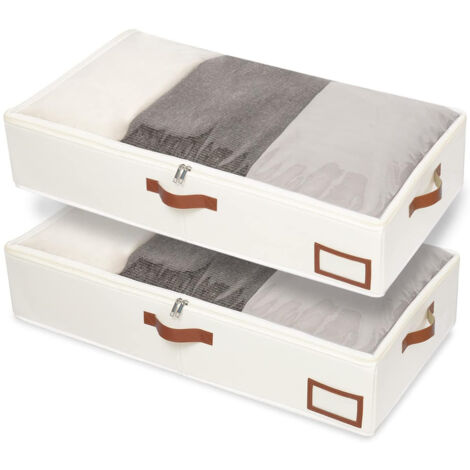 2 Stück Unterbettkommode, Unterbett-Aufbewahrungstasche, Kleideraufbewahrung, Faltbare Aufbewahrung Kleidung mit Klarem Fenster, für Bettdecken, Kleidung - 583015cm (1/5)
