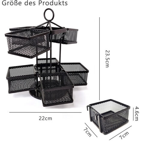 Tee Aufbewahrung mit 8 Fchern Teebox 360 Drehbares Teebeutel  Aufbewahrungsbox, 2 Etagen Drehteller Organizer Lazy Susan Tee Box Teekiste  fr Teebeutel Kaffeepad, Schwarz