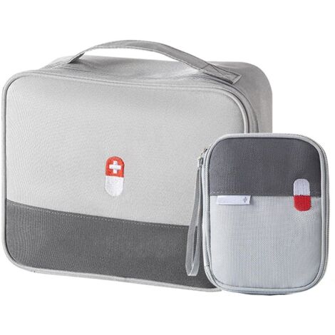 2stk Medikament Tasche Große Kapazität Medizinische Notfalltasche Leer wasserdichte Medizin Aufbewahrungstasche Tragbar Medikamententasche Für Home Office Reisen - Grau