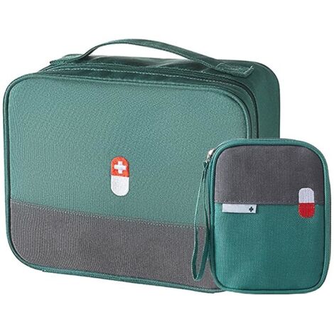 2stk Medikament Tasche Große Kapazität Medizinische Notfalltasche Leer wasserdichte Medizin Aufbewahrungstasche Tragbar Medikamententasche Für Home Office Reisen - Grün