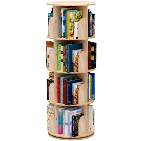 4 Etagen Drehbares Bücherregal, Standregal, 360 Grad, Lagerregal für Kinder und Erwachsene, multifunktionales Bücherregal Massivholz - 46 x 129cm