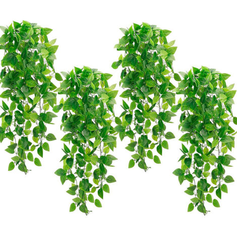 4 Stück Künstliche hängende Pflanzen, 110cm Grüne Blätter Hängepflanze Kunstpflanze für Außenbereich Balkon Hochzeit Garten Hochzeit Wanddeko - Grüner Dill (1/5)