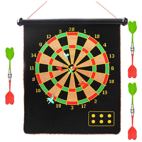 Dartscheibe Magnetisch mit 6 Sicheren Darts, Doppelseitige Dartboard Geschenke für Kinder 4 5 6 7 8 9 10 11 12 Jahre Indoor Outdoor Party Spiel