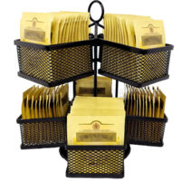 Tee Aufbewahrung mit 8 Fächern Teebox 360˚ Drehbares Teebeutel Aufbewahrungsbox, 2 Etagen Drehteller Organizer Lazy Susan Tee Box Teekiste für Teebeutel Kaffeepad, Schwarz
