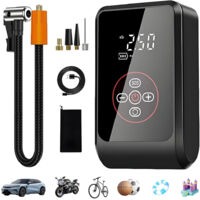 Elektrische Luftpumpe 150 PSI, 3-in-1 Tragbare Akku Kompressor, Mini Fahrrad Luftpumpe Elektrisch Mit Digital LED Anzeige Licht, 4 Modi, Pumpe für Auto, Motorräder, Fahrräder, Bälle