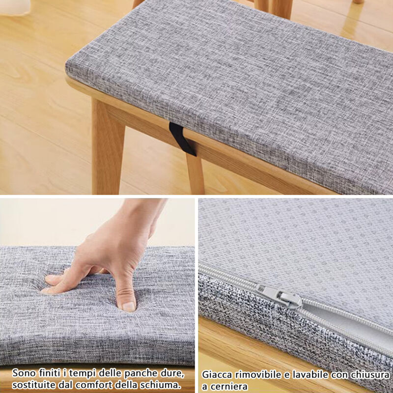 HANHAN Cuscino Per Panca Da Giardino 2-3 Posti (100-150 Cm) - Antiscivolo, Imbottito 3 Cm, Con Cerniera Lavabile, Beige