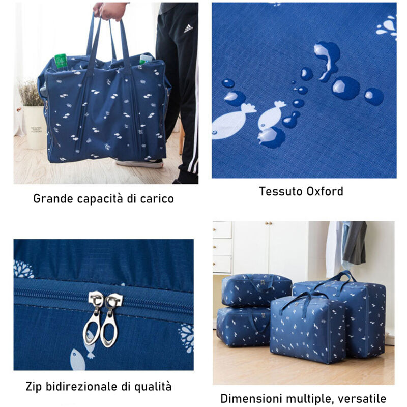 Borsa portaoggetti per shopper in tessuto Oxford impermeabile Borsa per la spesa pieghevole riutilizzabile Borsa a tracolla Borsa lavabile di grande capacà
